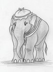 bonnet clothing female feral hat headgear headwear looking_down paintbrush_tail pregnant pregnant_female proboscis_(anatomy) shawl solo standing tail trunk_(anatomy) leovictor disney dumbo_(movie) mrs._jumbo elephant elephantid mammal proboscidean monochrome