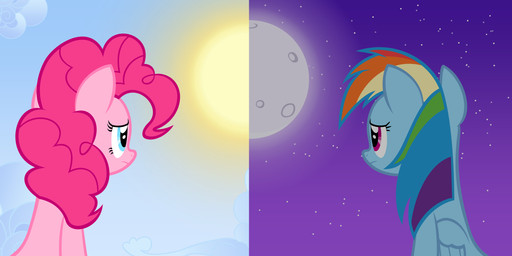 blue_body blue_eyes blue_feathers blue_fur duo feathered_wings feathers female feral fur hair moon multicolored_hair pink_body pink_fur pink_hair purple_eyes rainbow_hair star sun wings zacatron94 friendship_is_magic hasbro my_little_pony mythology pinkie_pie_(mlp) rainbow_dash_(mlp) earth_pony equid equine horse mammal mythological_creature mythological_equine pegasus pony 2014 digital_media_(artwork) hi_res