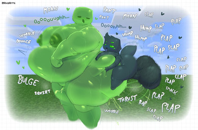 4_arms 6_eyes abdominal_bulge anal anal_orgasm anal_penetration anthro balls big_balls big_butt big_moobs big_penis bodily_fluids body_hair butt butt_grab canon_couple cloud cum cumshot day dialogue drooling duo ejaculation from_behind_position genital_fluids genitals glans grass green_body green_eyes green_hair green_nipples green_tail hair hairy_balls half-closed_eyes hand_on_butt hands-free heart_symbol huge_balls huge_butt huge_penis humanoid_genitalia humanoid_penis hyper hyper_balls hyper_genitalia hyper_penis larger_but_small larger_sub looking_at_another looking_back looking_pleasured male male/male male_penetrated male_penetrating male_penetrating_male moan moobs multi_arm multi_eye multi_limb musk narrowed_eyes navel nipples nude obese obese_humanoid obese_male on_grass on_ground onomatopoeia orgasm outside overweight overweight_humanoid overweight_male penetration penile penile_penetration penis penis_in_ass penis_in_slime perching_position plant romantic romantic_couple saliva sex side_view size_difference small_balls small_but_hung small_penis small_top_big_bottom sound_effects standing standing_sex submissive sweat tail text thick_thighs tongue tongue_out translucent translucent_body axoarts microsoft minecraft mojang xbox_game_studios lemon_(pastelitikiwi) silky_(axoarts) arachnid arthropod cave_spider goo_creature humanoid slime_(minecraft) spider 2026 artist_name digital_media_(artwork) hi_res