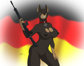 2011 anthro assault_rifle black_nipples breasts brown_eyes camo canine collar doberman dog female german_flag gun holding holding_weapon iron_cross looking_at_viewer mammal navel necklace nipples nude pose pussy ranged_weapon rifle solo spotty_the_cheetah standing weapon
Rating: Explicit
Score: 14
User: 2DUK
Date: September 11, 2014 2011 anthro assault_rifle black_nipples breasts brown_eyes camo canine collar doberman dog female german_flag gun holding holding_weapon iron_cross looking_at_viewer mammal navel necklace nipples nude pose pussy ranged_weapon rifle solo spotty_the_cheetah standing weapon
Rating: Explicit
Score: 14
User: 2DUK
Date: September 11, 2014