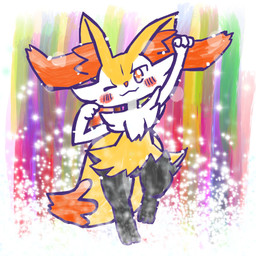:3 ambiguous_anthro ambiguous_gender anthro biped blush blush_lines dancing digitigrade dipstick_tail front_view looking_at_viewer markings object_in_tail on_one_leg one_eye_closed raised_arm snout solo sparkles standing stick stick_in_tail tail tail_markings wink winking_at_viewer annyui0611 nintendo pokemon braixen canid generation_6_pokemon mammal pokemon_(species) 1:1 2024 digital_drawing_(artwork) digital_media_(artwork) full-length_portrait hi_res japanese_description portrait translated_description