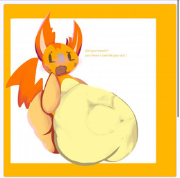 anthro belly big_belly bulge detailed_bulge female female_prey human_prey male male/female male_pred overweight_prey semi_willing_vore thick_thighs unwilling_pred vore littlevoraciousthing pretty_blood copper_(pretty_blood) human hybrid malino mammal