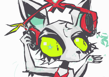 anthro black_nose bra clothed clothing eyelashes female fur green_sclera grey_body grey_fur red_bra red_clothing red_headphones red_underwear simple_background solo underwear white_background naircat domestic_cat felid feline felis mammal 2017 digital_drawing_(artwork) digital_media_(artwork) microsoft_paint_(artwork)