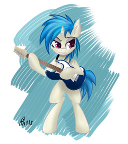 blue_hair electric_guitar eyeshadow female guitar hair horn makeup multicolored_hair musical_instrument playing_guitar playing_music plucked_string_instrument purple_eyes solo standing string_instrument two_tone_hair drizziedoodles fender_jaguar fender_musical_instruments_corporation friendship_is_magic hasbro my_little_pony mythology vinyl_scratch_(mlp) equid equine mammal mythological_creature mythological_equine unicorn 2013 absurd_res hi_res