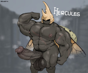 abdominal_scar abs anthro arm_hair balls biceps big_penis black_body bodily_fluids body_hair butt chest_hair chest_scar erection flexing genital_fluids genitals glans grey_nipples hairy_balls horn huge_penis insect_wings looking_at_viewer male muscular muscular_anthro muscular_male navel nipples nude pecs penis pose precum pubes scar solo standing sweat tan_horn text three-quarter_view vein veiny_muscles veiny_penis wings axoarts arthropod beetle hercules_beetle insect rhinoceros_beetle scarabaeid 2025 artist_name character_name digital_media_(artwork) hi_res