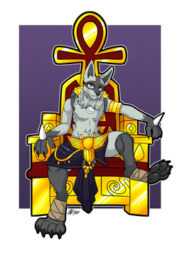 anthro chair clothed clothing dreadlocks egyptian egyptian_clothing fur furniture gold_(metal) gold_jewelry grey_body grey_eyes grey_fur jewelry leg_wraps looking_at_viewer male simple_background sitting solo throne wraps awoogasm voxelcubed nintendo pokemon canid canine generation_4_pokemon lucario mammal pokemon_(species) 2020 absurd_res hi_res signature