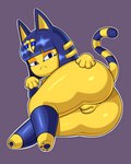 anthro anus butt featureless_feet feet female frown genitals hand_on_butt looking_at_viewer looking_back lying nude on_side paws pussy simple_background solo sleepiitreat animal_crossing nintendo ankha_(animal_crossing) domestic_cat felid feline felis mammal 4:5 hi_res