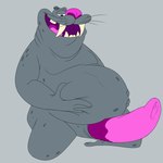 anthro aroused aroused_face aroused_smile bent_legs big_nose erection fat_folds feet genitals grey_background grey_body half-closed_eyes hand_on_belly holding_belly inner_mouth kneeling looking_aroused looking_down male markings narrowed_eyes open_mouth overweight overweight_anthro overweight_male penis pink_nose presenting rounded_ears seductive simple_background slightly_chubby slightly_chubby_anthro slightly_chubby_male slit_penis smile smiling_at_viewer solo spots spotted_body teeth teeth_showing tongue tusks vibrissae whiskers bob-jiggles ratz xilam vinnie_the_walrus mammal marine pinniped walrus 1:1 absurd_res hi_res