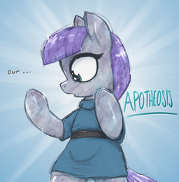 bangs biped blue_eyes clothing dialogue dress eyelashes female feral grey_body hair hooves open_mouth purple_hair solo text underhoof wide_eyed t72b friendship_is_magic hasbro my_little_pony maud_pie_(mlp) crystal_pony_(mlp) earth_pony equid equine horse mammal pony 2022 digital_media_(artwork) english_text hi_res