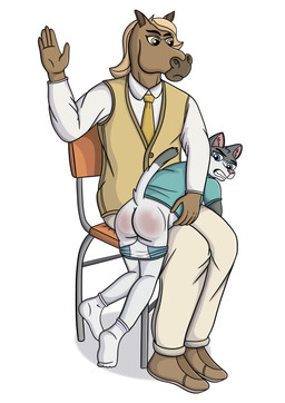 butt_slap discipline duo male male/male punishment slap spanking young fmws canid canine equid equine horse mammal absurd_res hi_res