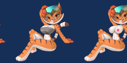 anthro breasts female master midriff navel nude off/on simple_background solo transparent_background thefuckingdevil dreamworks kung_fu_panda master_tigress felid mammal pantherine tiger absurd_res alpha_channel hi_res long_image wide_image