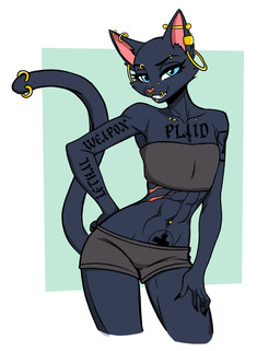 abs anthro arm_tattoo athletic athletic_anthro athletic_female blue_body blue_eyes blue_fur bottomwear chest_scar chest_tattoo chin_piercing clothed clothing cross ear_piercing eyebrow_piercing eyebrows facial_piercing female finger_tattoo flat_chested fur grin grinning_at_viewer multiple_piercings navel navel_piercing navel_tattoo nose_piercing nose_ring piercing pose ring_piercing scar seductive shorts smile smiling_at_viewer solo tattoo teeth topwear tube_top womb_tattoo f4ephantomii polynthia domestic_cat felid feline felis mammal hi_res