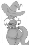 2024 4_fingers anthro big_breasts big_butt bimm biped bottom_heavy breasts butt cartoon_network cheek_tuft clothing curled_hair dbaru digital_drawing_(artwork) digital_media_(artwork) domestic_cat ear_piercing ear_stud ears_through_headwear english_text everyone_is_so_mean_to_me faceless_anthro faceless_character faceless_female facial_tuft felid feline felis female fingers fur fur_tuft greyscale hair hand_on_arm hand_on_own_arm hat hat_only headgear headgear_only headwear headwear_only hi_res holding_arm huge_butt humanoid_hands legs_together long_hair mammal meme mighty_magiswords monochrome mostly_nude mostly_nude_anthro mostly_nude_female piercing portrait prick_ears side_boob snout solo standing tail text thick_thighs three-quarter_portrait three-quarter_view tuft whiskers whisper_(app) white_text witch_hat witch_hat_only