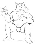 anthro barefoot beverage bottle briefs briefs_only bulge clothed clothing container feet horn male musclegut muscular navel simple_background sitting solo topless underwear underwear_only water_bottle white_background thegreatmatsutzu teenage_mutant_ninja_turtles rocksteady mammal rhinoceros black_and_white monochrome sketch