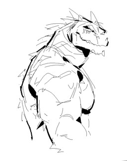 anthro grey_background looking_at_viewer male mouth_closed muscular muscular_anthro muscular_male nude nude_anthro nude_male side_view simple_background snout solo kingarthur_i lizard reptile scalie 2024 aliasing binary_drawing black_and_white digital_drawing_(artwork) digital_media_(artwork) half-length_portrait line_art monochrome portrait