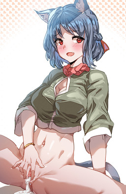 blue_hair blush bodily_fluids bottomless breasts censor_bar clothed clothing cum cum_in_vagina cum_inside female genital_fluids genitals hair ineffective_censorship leaking_cum masturbation navel red_eyes shirt solo spread_vulva spreading tail topwear vaginal vaginal_fluids vaginal_masturbation vulva bow_(artist) animal_humanoid cat_humanoid felid felid_humanoid feline feline_humanoid humanoid mammal mammal_humanoid 2022 censored mosaic_censorship