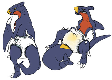 anthro biped blue_body bodily_fluids clean_diaper clothed clothing diaper diaper_only genital_fluids male red_body simple_background solo topless unclean_diaper urine used_diaper wearing_diaper wet_diaper white_background crackajackin mythology nintendo pokemon dragon garchomp generation_4_pokemon mythological_creature mythological_scalie pokemon_(species) scalie 2011 digital_media_(artwork) multiple_images