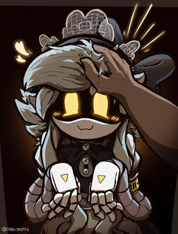 :3 armband blush blush_lines bow_ribbon bow_tie brown_body brown_skin button_(fastener) clothing disembodied_hand dress duo earless emphasis_lines female first_person_view glowing glowing_eyes grey_body grey_hair hair headpat heart_symbol hearts_around_head long_hair looking_at_viewer machine maid_headdress maid_uniform metal metallic_body noodle_arms noseless offscreen_character pigtails screen screen_face segmented_body simple_background solo_focus text toony twintails_(hairstyle) uniform unusual_anatomy white_body white_hair yellow_armband yellow_eyes diddlydooter1 glitch_productions murder_drones cyn_(murder_drones) eldritch_abomination human humanoid mammal robot robot_humanoid worker_drone artist_name digital_drawing_(artwork) digital_media_(artwork) hi_res signature
