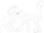 ambiguous_gender duo feral kitt3ngutzz warriors_(book_series) bluestar_(warriors) firestar_(warriors) domestic_cat felid feline felis mammal monochrome sketch unfinished