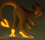 3_toes 4_fingers anthro bent_over bioluminescence brown_body brown_claws brown_scales butt candle claws clothing duo exclamation_point feet fingers glowing glowing_eyes horn larger_anthro larger_male looking_back macro male micro nude orange_eyes scales simple_background size_difference smaller_human smaller_male spade_tail summoning summoning_circle tail teeth toe_claws toes fandroit astaro_(fandroit) demon human mammal 2018 colored digital_drawing_(artwork) digital_media_(artwork) hi_res signature