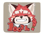 anthro blush eyes_closed fur kemono male red_body red_fur simple_background solo teeth text white_body white_fur shibuya_2810 sibugaki_2810 lifewonders tokyo_afterschool_summoners zhurong_(tas) ailurid mammal red_panda 2021 headshot_portrait hi_res portrait