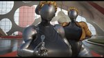 16:9 3d_(artwork) android atomic_heart big_breasts blonde_hair breasts clothing digital_media_(artwork) duo featureless_face female futuristic hair hi_res huge_breasts humanoid hyper jacket left_(atomic_heart) machine metallic_body not_furry red_star right_(atomic_heart) robot robot_humanoid russian soviet_union sunr4y topwear wide_hips widescreen yellow_clothing yellow_jacket_(clothing) yellow_topwear