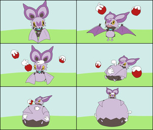 ambiguous_gender apple belly belly_expansion belly_rub big_belly disembodied_hand expansion eyes_closed feeding floating_hands food fruit huge_belly hyper hyper_belly kerchief morbidly_obese neckerchief neckwear obese overweight petting plant poking_stomach solo weight_gain elilb8 nintendo pokemon pokemon_amie generation_6_pokemon noibat pokemon_(species) 2020 absurd_res comic hi_res