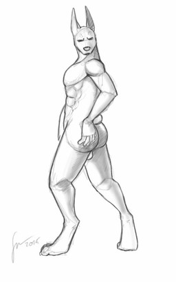abs anthro balls butt eyes_closed genitals hand_on_butt male male_anthro mouth_closed muscular muscular_anthro muscular_male nude pecs simple_background solo standing tail hufnaar canid canine canis dobermann domestic_dog mammal pinscher 2015 5:8 dated full-length_portrait monochrome portrait sketch