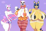 anthro areola areola_slip big_breasts big_butt breasts butt cleavage clothed clothing egyptian eyeshadow female genitals group huge_breasts ineffective_clothing lips looking_at_viewer makeup nipple_outline no_underwear pussy thick_bottom_lip thick_thighs wide_hips yellow_body plankboy animal_crossing nintendo ankha_(animal_crossing) blanche_(animal_crossing) diana_(animal_crossing) avian bird deer domestic_cat felid feline felis mammal 2020 absurd_res hi_res