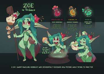accessory blush clothed clothing dialogue eyes_closed female feral flower flower_in_hair green_body green_hair green_skin hair hair_accessory humanoid_pointy_ears not_furry open_mouth plant pointy_ears red_eyes simple_background smile solo text huffslove zoe_(huffslove) amphibian frog goblin humanoid 2025 english_text hi_res
