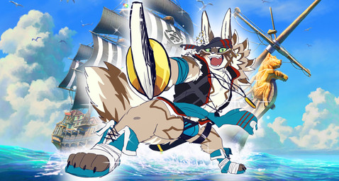 anthro brown_body brown_fur bulge clothed clothing fur green_eyes holding_melee_weapon holding_object holding_sword holding_weapon male melee_weapon open_mouth pirate screencap screencap_background solo striped_body striped_fur stripes swimwear sword topwear weapon white_body white_fur nokia1124_a lifewonders tokyo_afterschool_summoners seth_(tas) canid canine canis jackal mammal 2025 digital_media_(artwork) hi_res