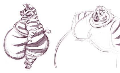 anthro belly belly_overhang big_belly biped butt chubby_cheeks clothed clothing double_chin fauxhawk fur hand_on_hip high-angle_view hooves looking_at_viewer love_handles male moobs multiple_poses nude obese obese_anthro obese_male overweight overweight_anthro overweight_male pose shirt side_view smile solo standing striped_body striped_fur stripes tank_top thick_thighs topwear wide_hips bigwankhank equid equine mammal zebra absurd_res hi_res sketch