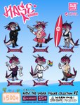 abs anthro bikini chibi clothing digitigrade eyewear female fin gachapon gills glasses group gun lgbt_pride looking_at_viewer marksman mechanic midriff musical_instrument oversized_clothing pink_eyes pride_colors ranged_weapon saxophone simple_background surfboard swimwear text toolbox two-piece_swimsuit weapon wind_instrument woodwind_instrument litehase hase_(litehase) fish marine shark english_text hi_res herm_(lore)