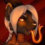 abstract_background anthro baronessa black_lips feline female forked_tongue hair horn long_tongue looking_at_viewer mammal orange_eyes orange_nose orange_tongue slit_pupils solo tongue tongue_out white_hair
Rating: Safe
Score: 6
User: NaughtyPenguin
Date: April 19, 2014
