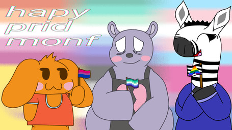 :3 anthro apron apron_only asexual_pride_colors big_breasts bisexual_pride_colors black_hair blue_clothing blue_dress blush breasts broken_heart broken_heart_symbol clothing dress eye_bags eyelashes eyes_closed female group hair head_tuft hooves intersex_flag lesbian_pride_colors lgbt_pride long_neck male open_mouth open_smile pride_colors rainbow_flag rainbow_pride_flag rainbow_symbol red_clothing red_shirt red_topwear shirt shy_smile smile text tongue topwear transgender_pride_colors trio tuft wide_hips hjtheartist lgbt_pride_month onegai_my_melody sanrio baku_(sanrio) courtney_(hjtheartist) fan_character household_baku_(hjtheartist) ribbons_(hello_kitty_min'na) canid canine equid equine mammal tapir zebra 2026 colored digital_drawing_(artwork) digital_media_(artwork) english_text hi_res widescreen