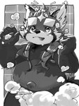 anthro bathing belly blep bubble hair long_hair male moobs navel nipples nude outie_navel shower showering slightly_chubby soap solo tongue tongue_out young zimasanda lifewonders tokyo_afterschool_summoners zhurong_(tas) ailurid mammal red_panda 3:4 hi_res monochrome