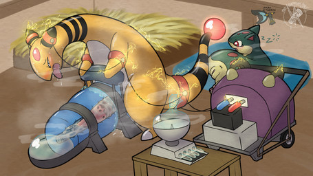 anus breeding_mount electricity female feral generator genitals male penis solo vulva darkthermo nintendo pokemon ampharos generation_2_pokemon pokemon_(species) quilava 16:9 hi_res widescreen