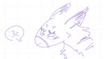 :3c ambiguous_gender anthro bald blush blush_lines circle_eyebrows dipstick_ears ear_markings ear_tuft emoticon empty_eyes eye_markings eyebrows facial_markings freckles fur fur_tuft head_markings markings mouthless multicolored_ears neck_markings pivoted_ears side_view simple_background snout snout_markings solo speech_bubble tuft white_background the-lazy-llama tetrami_(tabbyseraph) mammal unknown_species 2020 digital_drawing_(artwork) digital_media_(artwork) headshot_portrait line_art low_res pictographics portrait sketch nonbinary_(lore)