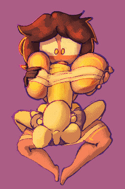 anthro bandage big_breasts big_penis bodily_fluids breast_play breasts brown_body brown_hair clothing duo female foreskin foreskin_play foreskin_pull genitals glans gloves hair handwear huge_penis hyper hyper_genitalia hyper_penis lying male male/female mouthless on_back penis purple_background retracting_foreskin sex simple_background thrusting titfuck topwear yellow_eyes bitwily wily_(bitwily) human lagomorph mammal 2024 aliasing animated digital_media_(artwork) dithering frame_by_frame loop seamless_loop