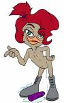 anthro beak bodily_fluids boots clothing dildo female footwear genital_fluids leaning leaning_forward looking_at_viewer mostly_nude nipples non-mammal_nipples sex_toy shoes simple_background smile solo vaginal_fluids white_background young young_anthro zooshi disney ducktales ducktales_(2017) gosalyn_waddlemeyer anatid anseriform avian bird duck absurd_res hi_res