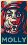 ambiguous_gender barack_obama_"hope"_poster canid canine canis clothing collar dickbitch_molly domestic_dog fangs hair hat headgear headwear licking licking_lips licking_own_lips looking_at_viewer mammal meme poodle self_lick solo teeth tongue tongue_out vekke