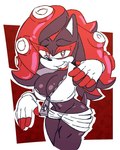 anthro big_breasts black_body bottomwear breasts cleavage clothed clothing crossgender female fusion hotpants lipstick makeup midriff mtf_crossgender navel orange_eyes pseudo_hair pupils red_tentacles shorts slit_pupils solo tentacle_hair tentacles unzipped_jacket missphase nintendo sega sonic_the_hedgehog_(series) splatoon marina_(splatoon) shadow_the_hedgehog cephalopod eulipotyphlan hedgehog mammal marine mollusk octarian octoling