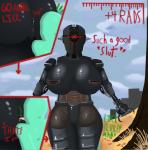 1_eye anal anon anus assaultron_(fallout) bethesda_softworks big_breasts big_butt bodily_fluids breasts building butt claws close-up cloud color_coded_hearts comic count depth_of_field desert detailed_background dialogue directional_arrow dominant dominant_female duo english_text exclamation_point fallout featureless_crotch female glistening glowing glowing_eyes grass heart_after_text heart_before_text heart_pair heart_symbol huge_breasts huge_butt humanoid looking_at_viewer machine male mature_female microsoft not_furry nude number oral plant question_mark radiation red_eyes rimming robot robot_humanoid rock rust saliva seductive sex shadow signature size_difference skunk_bunk sky sound_effects standing suggestive talking_to_viewer text text_with_heart tongue tree wasteland wide_hips