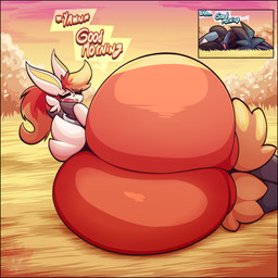 ambiguous_gender anthro big_butt black_border blush border butt duo female grass huge_butt hyper hyper_butt lying morning on_side open_mouth plant waking_up yawn els3d nintendo pokemon cinderace generation_4_pokemon generation_8_pokemon lucario pokemon_(species) 1:1 absurd_res hi_res