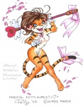 barefoot breasts clothing featureless_feet feet female gloves gloves_only handwear handwear_only magical_girl_wand mostly_nude nipples ribbons solo stripes tail text wand aimee_major fur_thief third-party_edit cardcaptor_sakura aimee felid mammal pantherine tiger 2001 english_text shopped