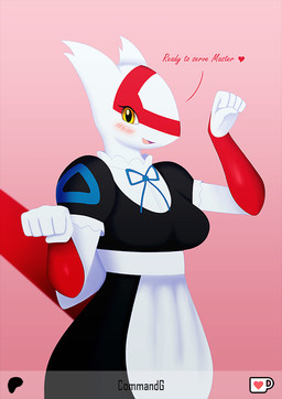 alternative_fashion anthro anthrofied blush breasts clothed clothing feathers female goth gothic_lolita j-fashion lolita_(fashion) maid_uniform master medium_breasts non-mammal_breasts open_mouth pokemorph simple_background solo tail tail_feathers text uniform commandg nintendo pokemon generation_3_pokemon latias legendary_pokemon pokemon_(species) english_text