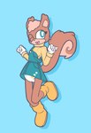 boots clean_diaper clothed clothing diaper dress dress_pocket drop_shadow female footwear freckles midair one_eye_closed open_mouth overall_dress overalls pattern_diaper pockets shoes simple_background skirtalls solo sweater topwear turtleneck wearing_diaper wink baggashame sega sonic_the_hedgehog_(series) fan_character fussy_the_squirrel mammal rodent sciurid tree_squirrel hi_res