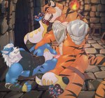 alternate_color anal anal_penetration anthro bulge dungeon duo feet foot_fetish foot_lick foot_play licking lying male male/male muscular on_back pawpads penetration smile spread_legs spreading tongue belzaurus_(artist) nintendo pokemon arcanine felid generation_1_pokemon mammal pantherine pokemon_(species) tiger hi_res