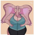 big_breasts breasts cleavage clothed clothing female solo jwinkz sarah_fairhart elephant elephantid mammal proboscidean hi_res