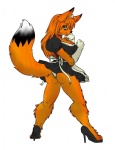 anthro big_breasts biped breasts canid canine clothing female footwear fox high_heels maid_uniform mammal miranda_leigh panties shoes solo tail transformation underwear uniform